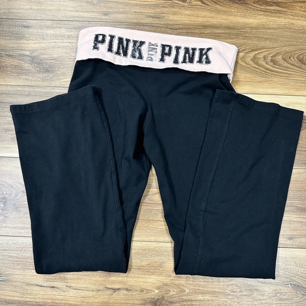 Ladies PINK yoga pants flare size Large